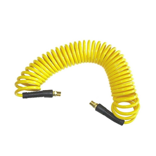 Interstate Pneumatics Yellow Polyurethane Recoil Hose 1/4 Inch x 10 feet Solid Fittings HR14-010 - main